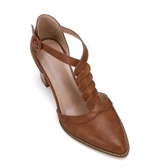 Womens Block Chunky Heels T Strap Dress Shoes Closed Toe Braided Stacked Heeled - Picture 3 of 7